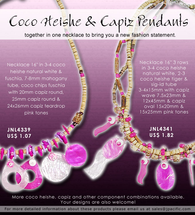 Philippine coco Heishi and Capiz Pendants Necklace collection